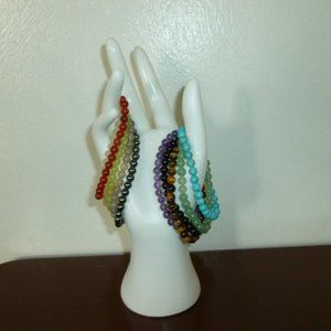 Set of 10 Gemstone Stretch Bracelets